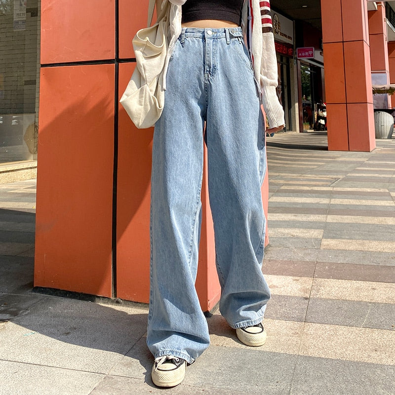 Woman Jeans High Waist Clothes Wide Leg ...